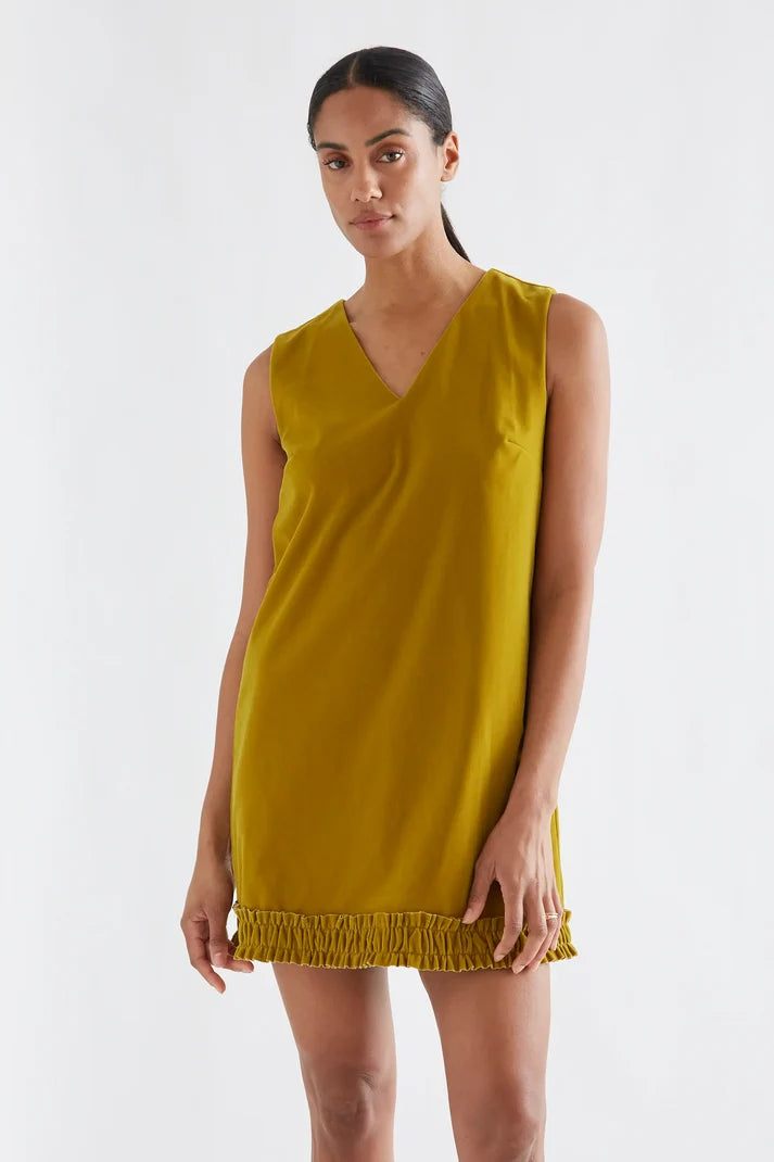 OCHRE VELVET DRESS