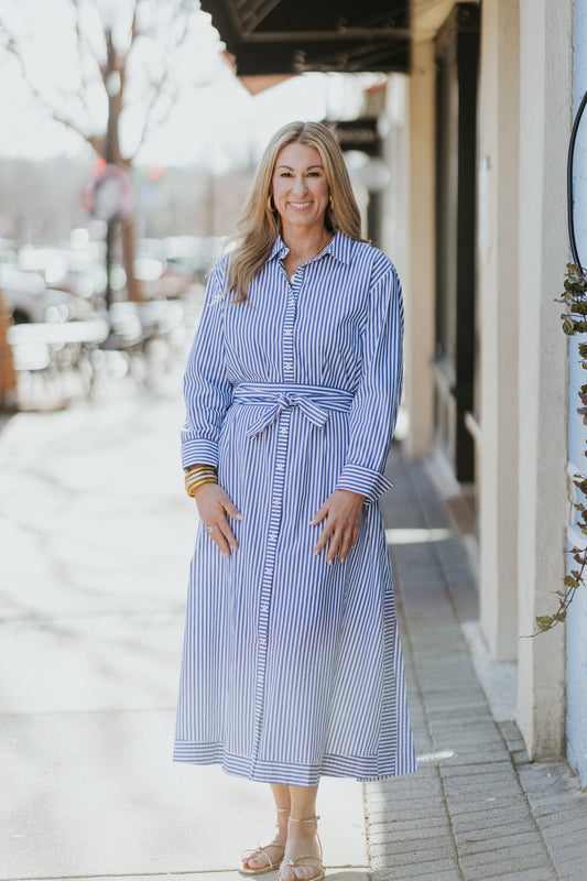 THE SHIRTY DRESS BLUE WHITE STRIPE