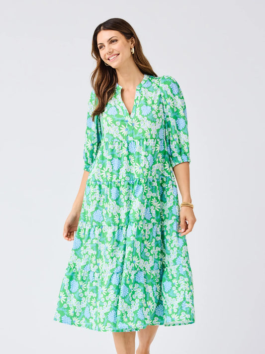 CAMERON DRESS IN GREEN DAISY CHARM