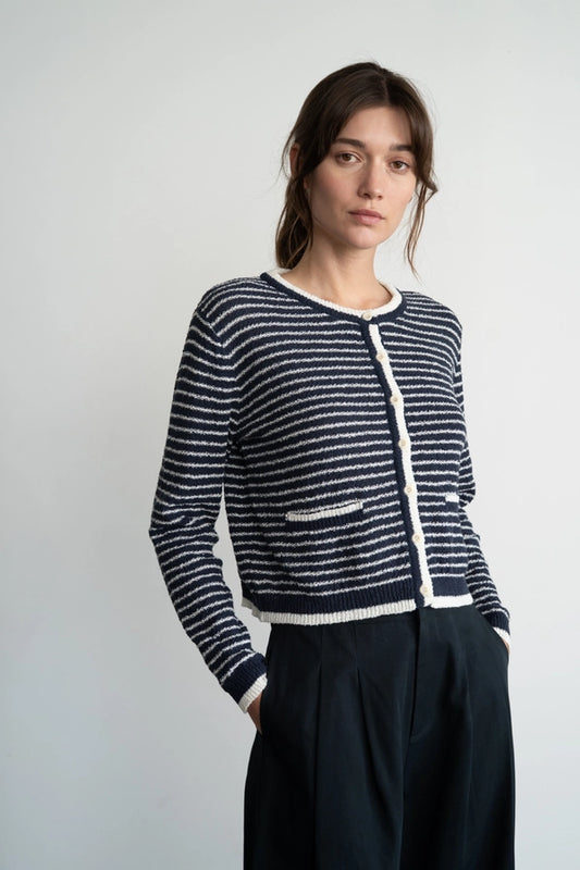MERI NAVY STRIPE CARDI