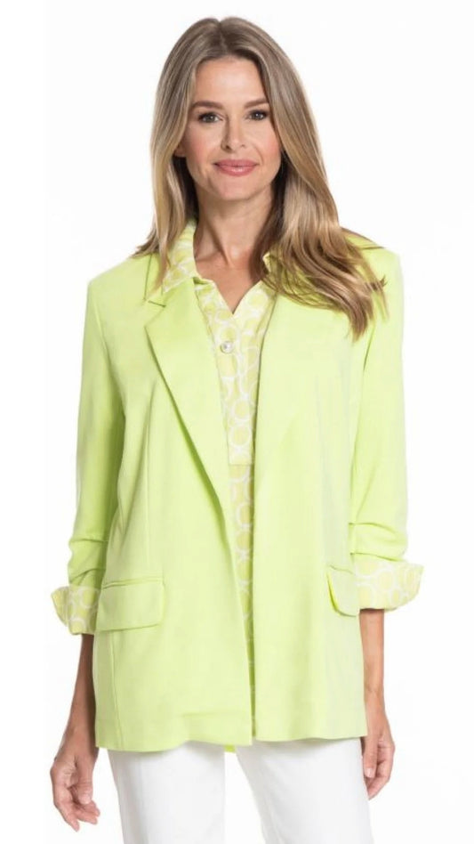 OPEN FRONT RUCHED SLEEVE JACKET