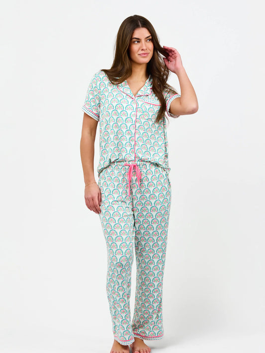 TEAL FAN PAJAMAS