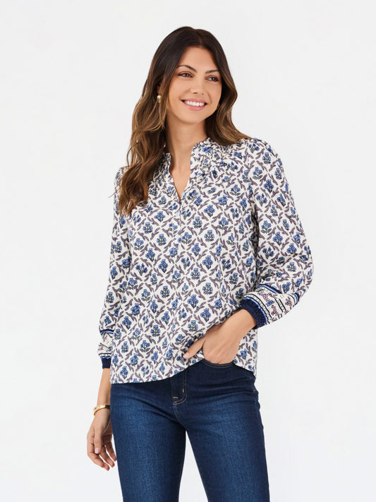 BLUE LATTICE CREST DAWN TOP