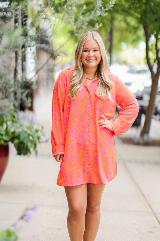 BEACHCLUB BUTTON DOWN FUSCHIA