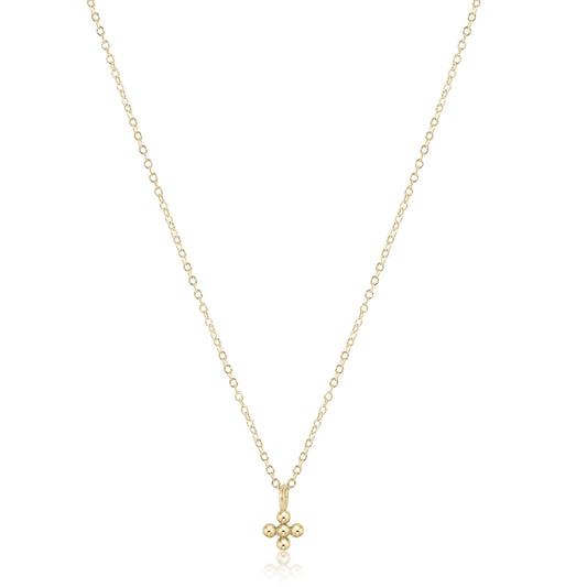 BEADED GOLD CROSS CHARM NECKLACE