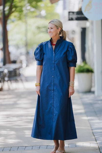 NAVY POPLIN SHIRT DRESS