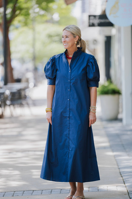 NAVY POPLIN SHIRT DRESS