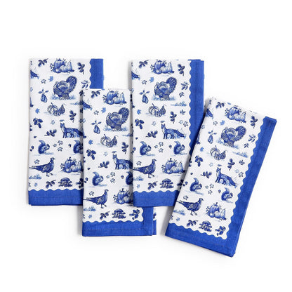 FALLING FOR BLUE TOILE SET OF 4 CLOTH NAPKINS