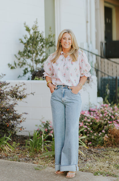 MIA BLOUSE GARDEN STRIPES