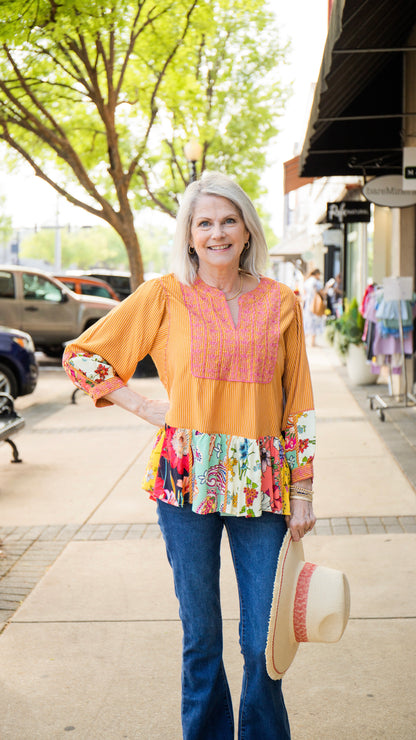 MIX PRINT TUNIC TOP
