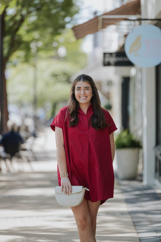 BURGANDY POPLIN DRESS