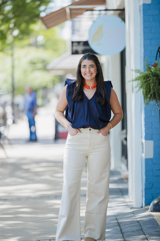 NAVY BUBBLE TOP