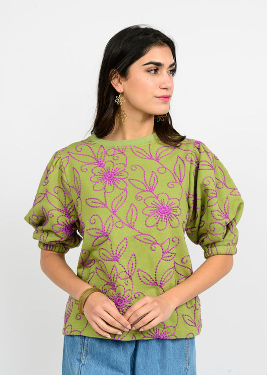 FLORAL VINES KNIT TOP