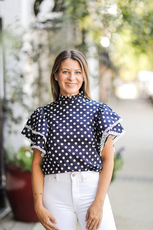 BLAIR NAVY POLKA DOT TOP