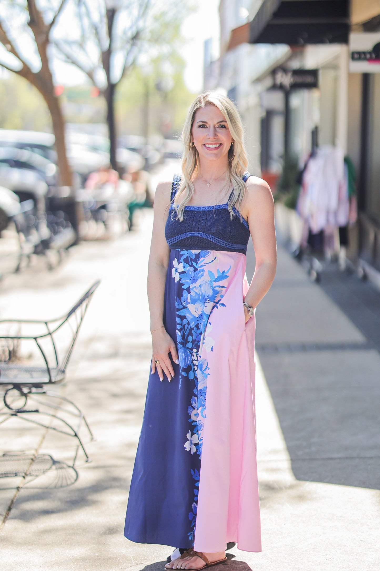 LAVINA NAVY GEORGIA DRESS