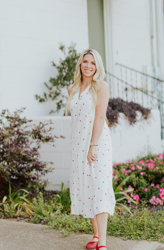 CARDINAL DOT MIDI DRESS