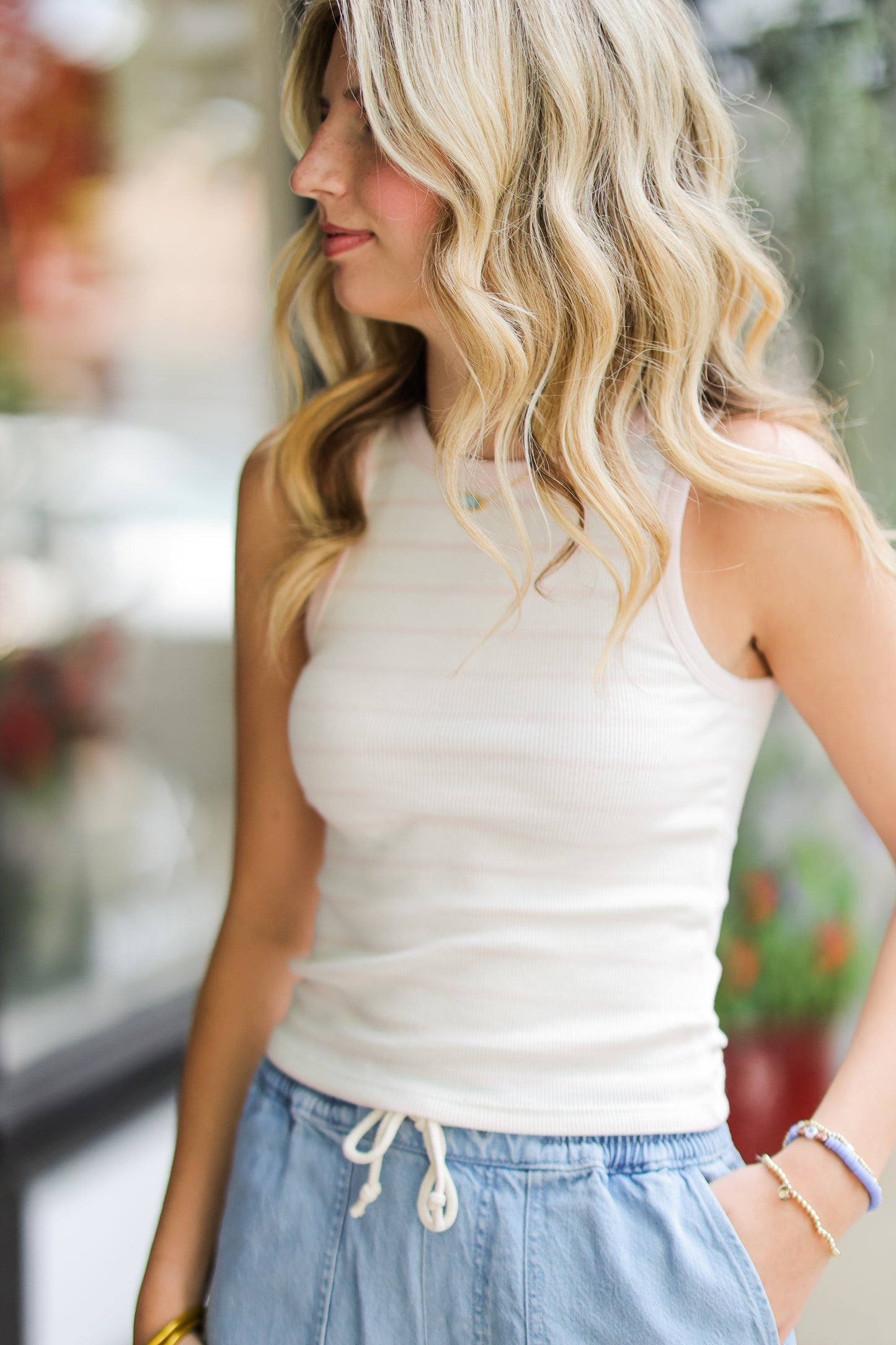 HADLEY STRIPED TANK PINK SALT