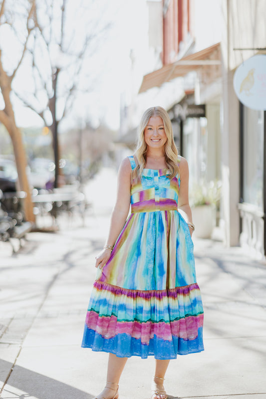 THE GIANNA DRESS IN SUNSET STRIPE