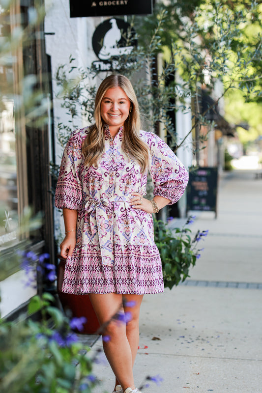 PURPLE IRIS SHIRT DRESS