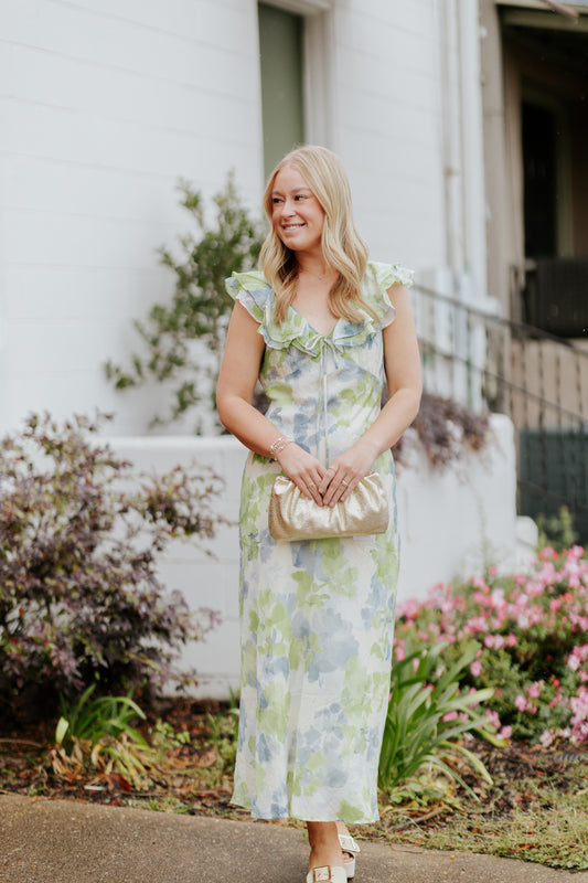 CARRIE RUFFLE MIDI DRESS