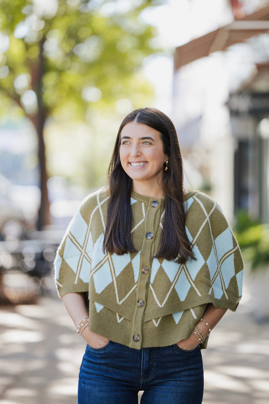 ARGYLE CAPE CARDIGAN