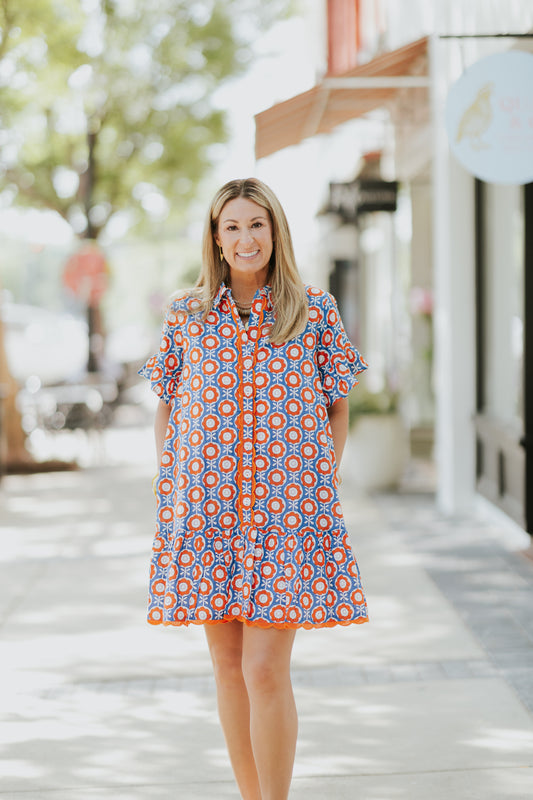 BLUE POPS DRESS