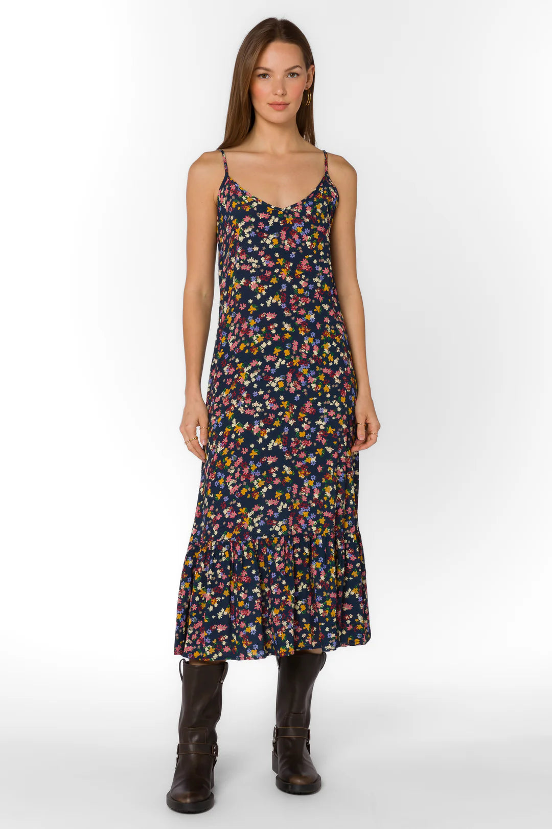 adele linen slip dress Black Linen Midi Slip Dress With Spaghetti Straps - ADELE