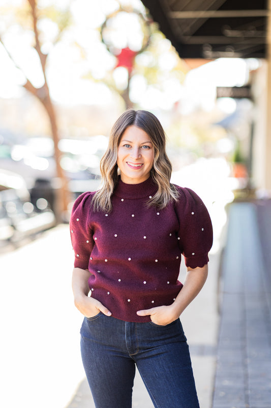 SCALLOP SWEATER IN WINE