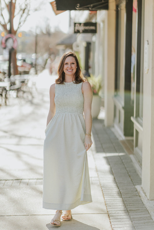 SABRINA GINGHAM TIE BACK DRESS