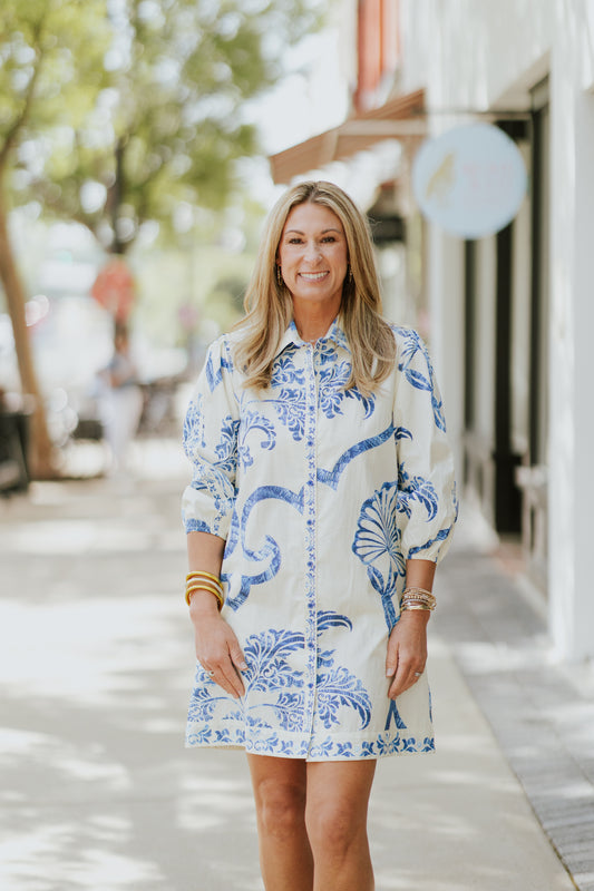 AVA BLUE FRESCO DRESS