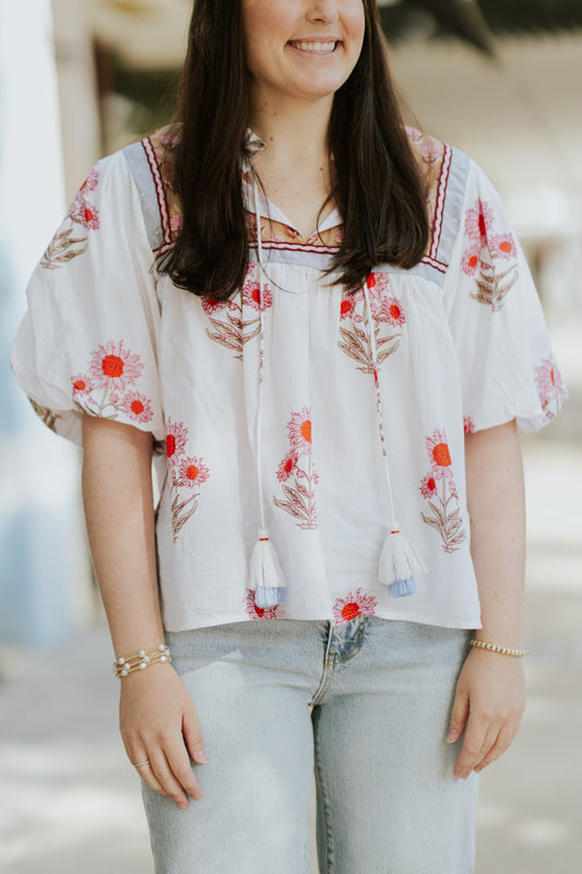 FLORAL TASSEL TOP