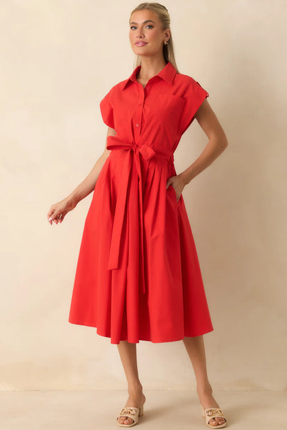 LANA CHERRY BUTTON FRONT DRESS