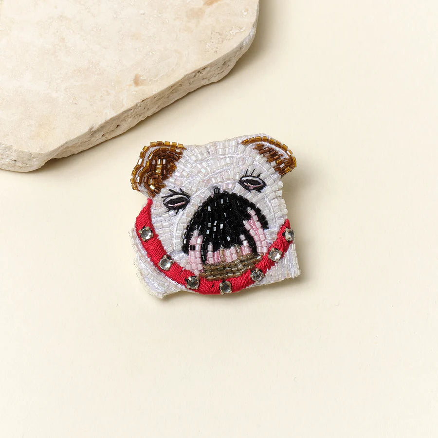 BULLDOG BEADED BROACH