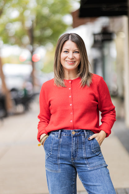 MEDINA FESTIVE RED CARDIGAN