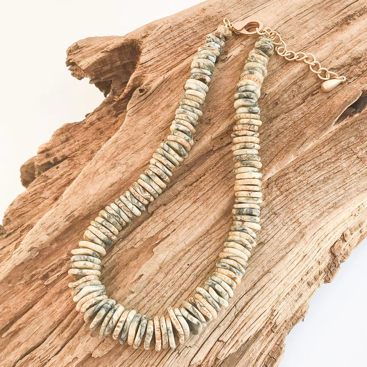 GEMSTONE HEISHI DISC NECKLACE