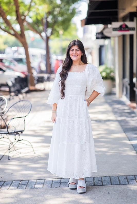 EYELET BOW BACK MAXI DRESS