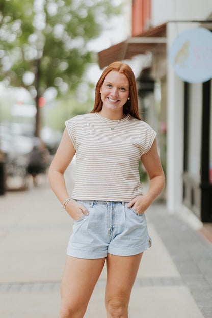 VICK PLEAT CUFFED DENIM SHORTS
