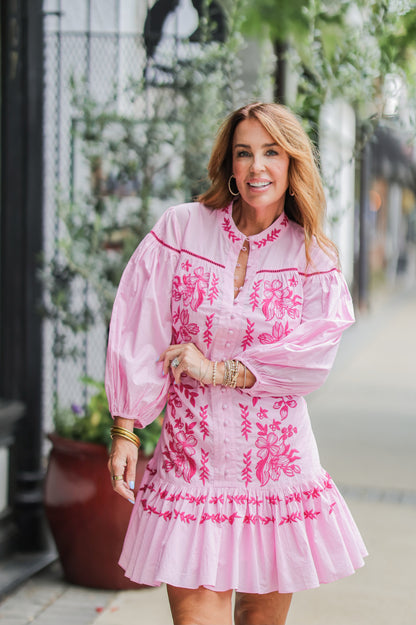 PINK FLORAL LORIANNE DRESS