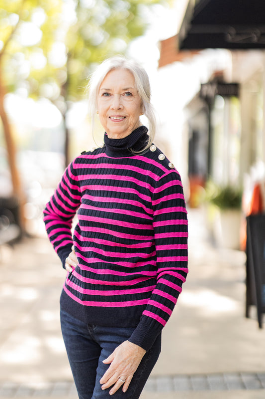 BOTONES PINK AND NAVY SWEATER