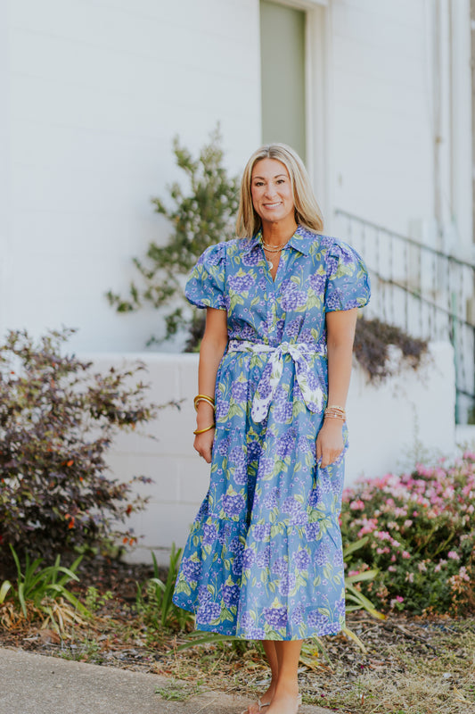 LITCHFIELD DRESS IN HYDRANGEA