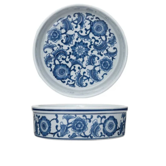 8 CUP BLUE FLORAL PET BOWL