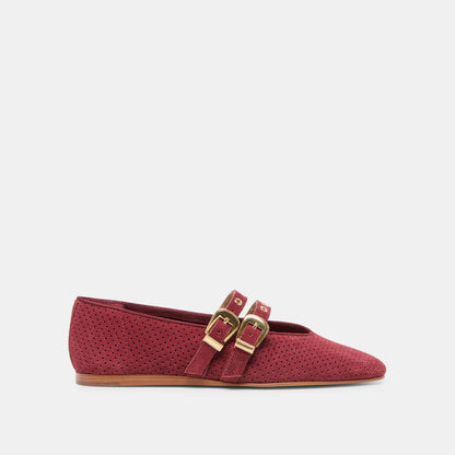 BAYLEE GROMMET OXBLOOD PERFORATED BALLET FLAT