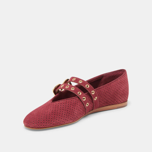BAYLEE GROMMET OXBLOOD PERFORATED BALLET FLAT
