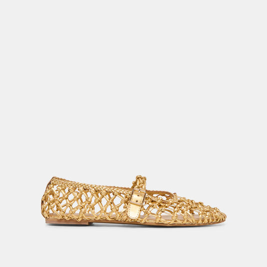 CLAIR GOLD WOVEN LEATHER BALLET
