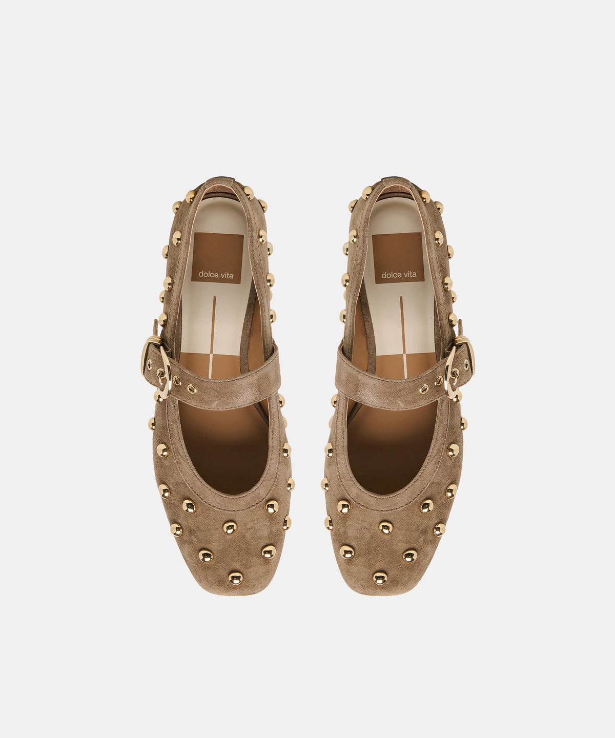 MIKEL STUD OLIVE SUEDE FLATS