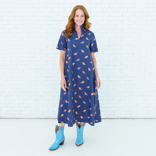 GEORGIA BIRD DRESS NAVY