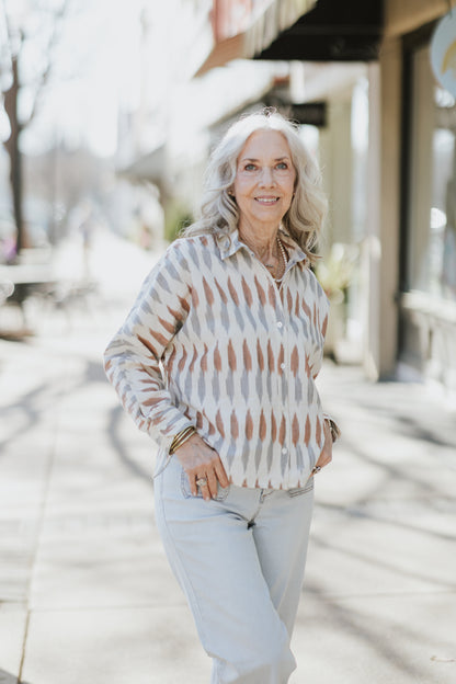 LILLA P IKAT DOLMAN BUTTON DOWN