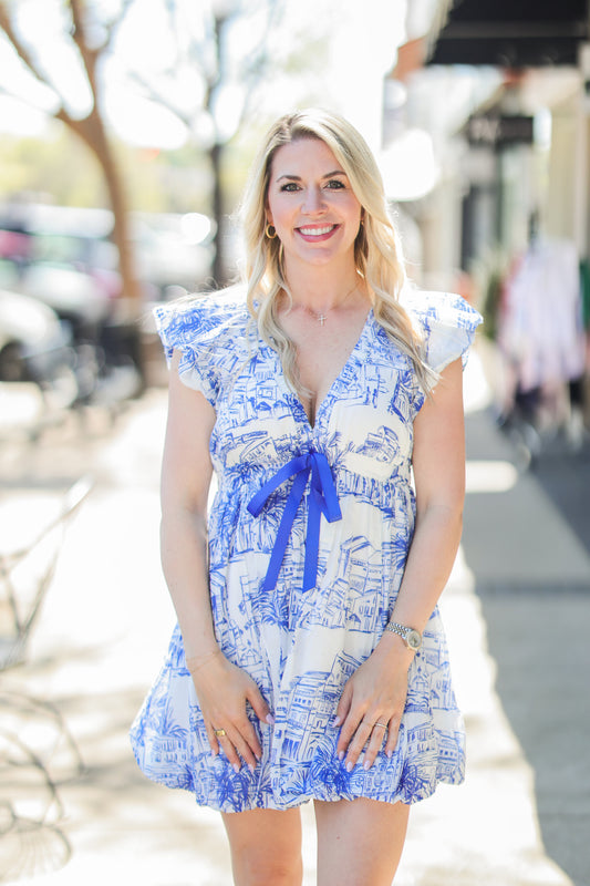SANTORINI COASTAL SHORT DRESS