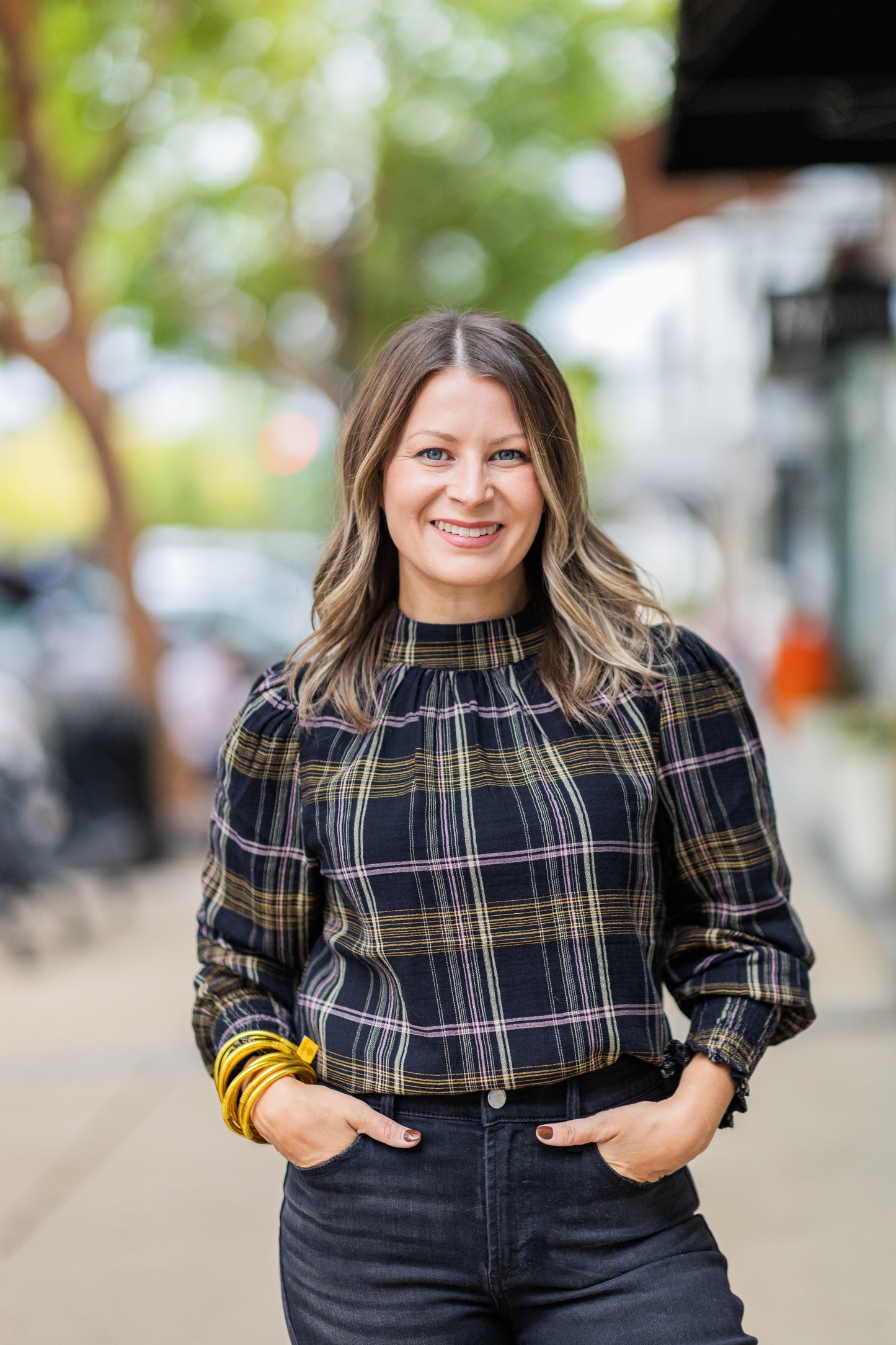 ARLENE MOCK PLAID TOP