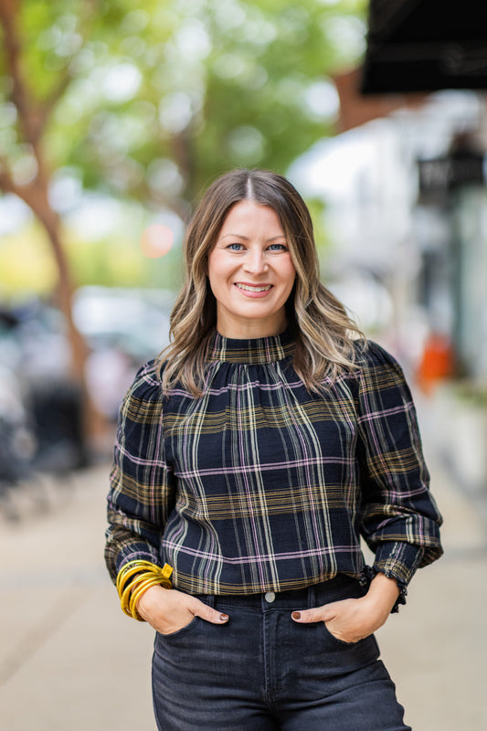 ARLENE MOCK PLAID TOP